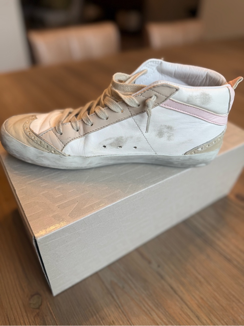 Golden Goose Mid Star White and Beige Sneaker